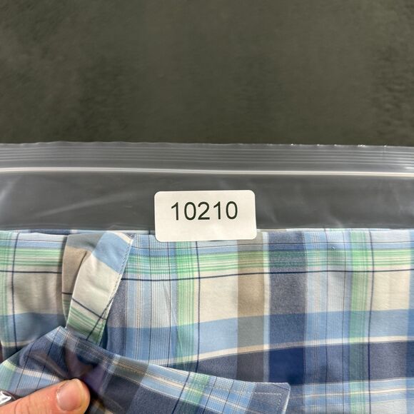 Peter Millar Shirt Mens XXL Blue Plaid Crown Sport Lightweight Stretch Button Up - Picture 14 of 14